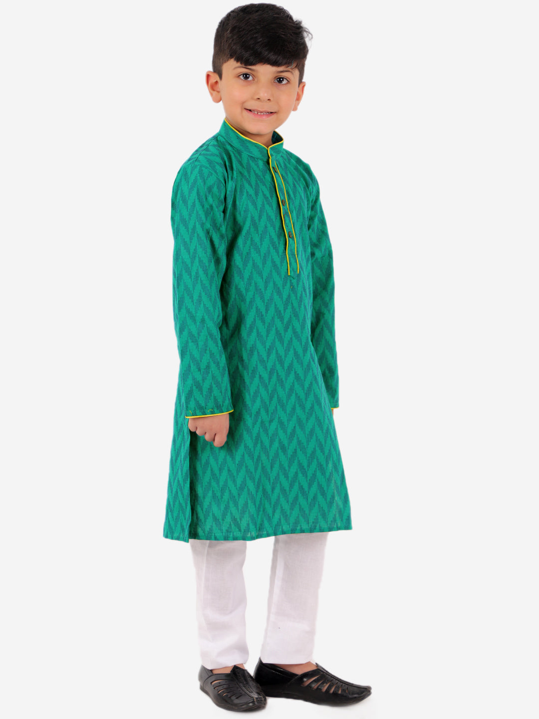 KID1 Chevron Weave Handloom Kurta Pyjama Turquoise