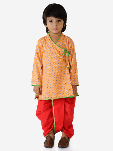 KID1 Veda Pure Cotton Angrakha Dhoti Peach