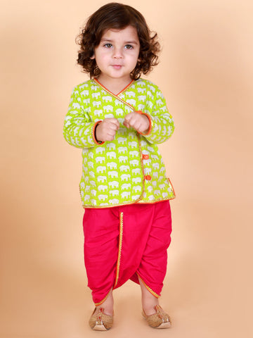 KID1 Krish Angrakha Dhoti Green