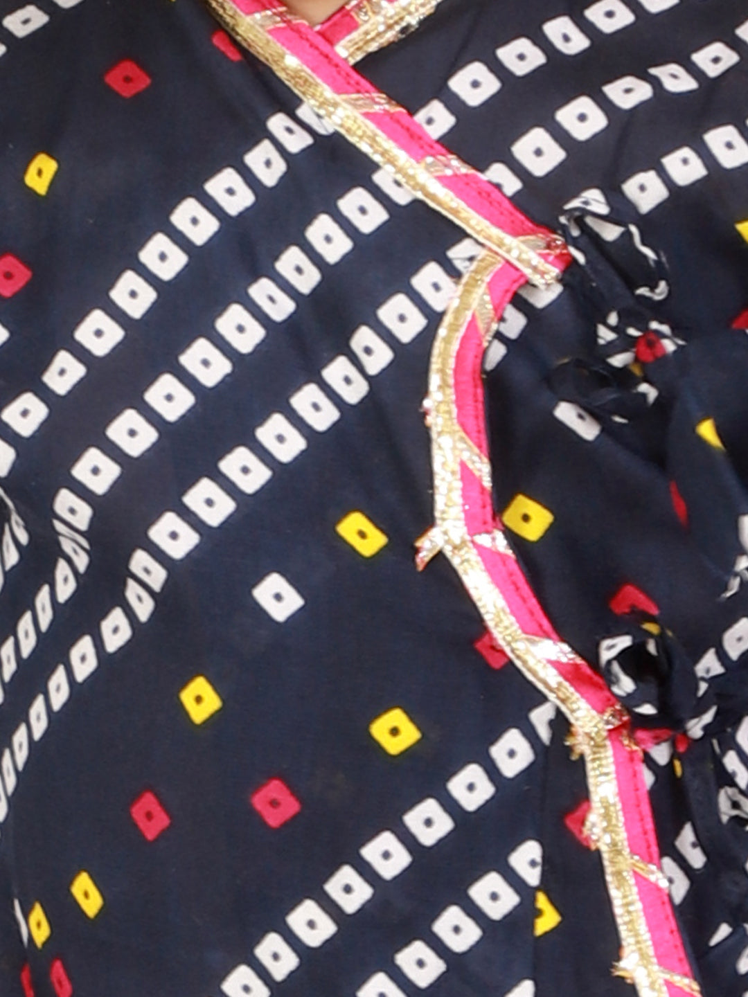 KID1 Bandhani Print Anghrakha Kurta Dhoti Navy Blue