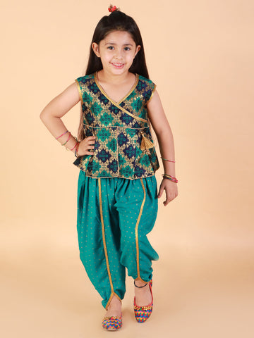 KID1 Nyra Peplum Top With Dhoti Green