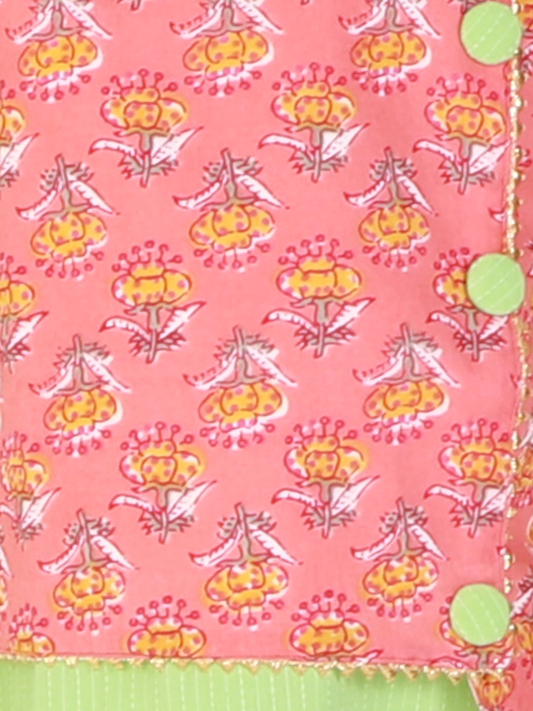 KID1 Floral Jacket Kantha Kurta Pyjama Set Peach
