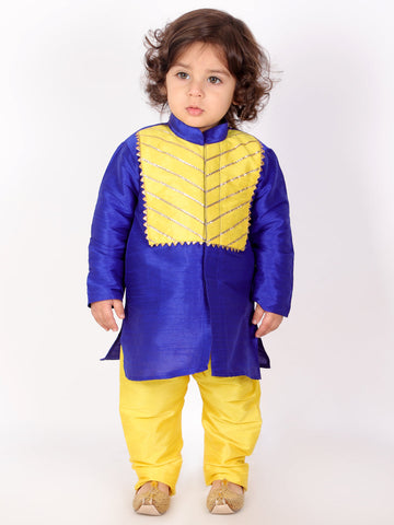 KID1 Front Gota Lace Work Kurta Pyjama Blue