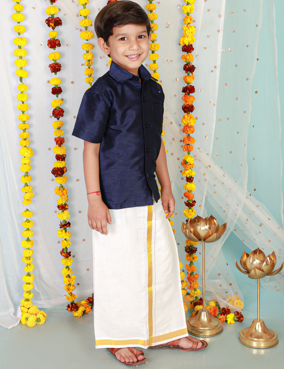 KID1 Boys Veshti Mundu Set Blue