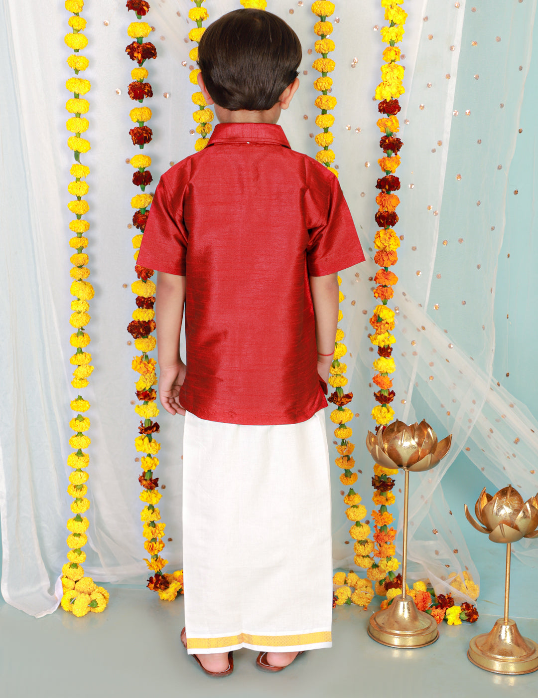 KID1 Boys Veshti Mundu Set Maroon