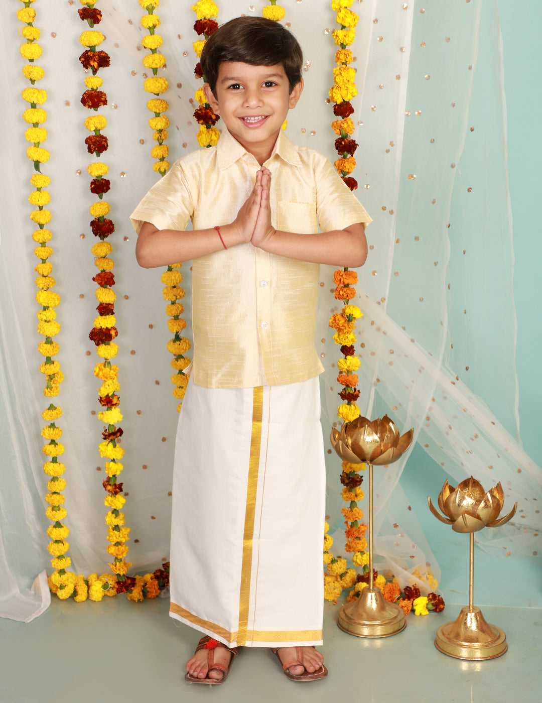 KID1 Boys Veshti Mundu Set White
