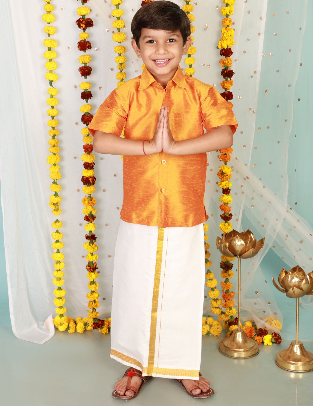 KID1 Boys Veshti Mundu Set Yellow