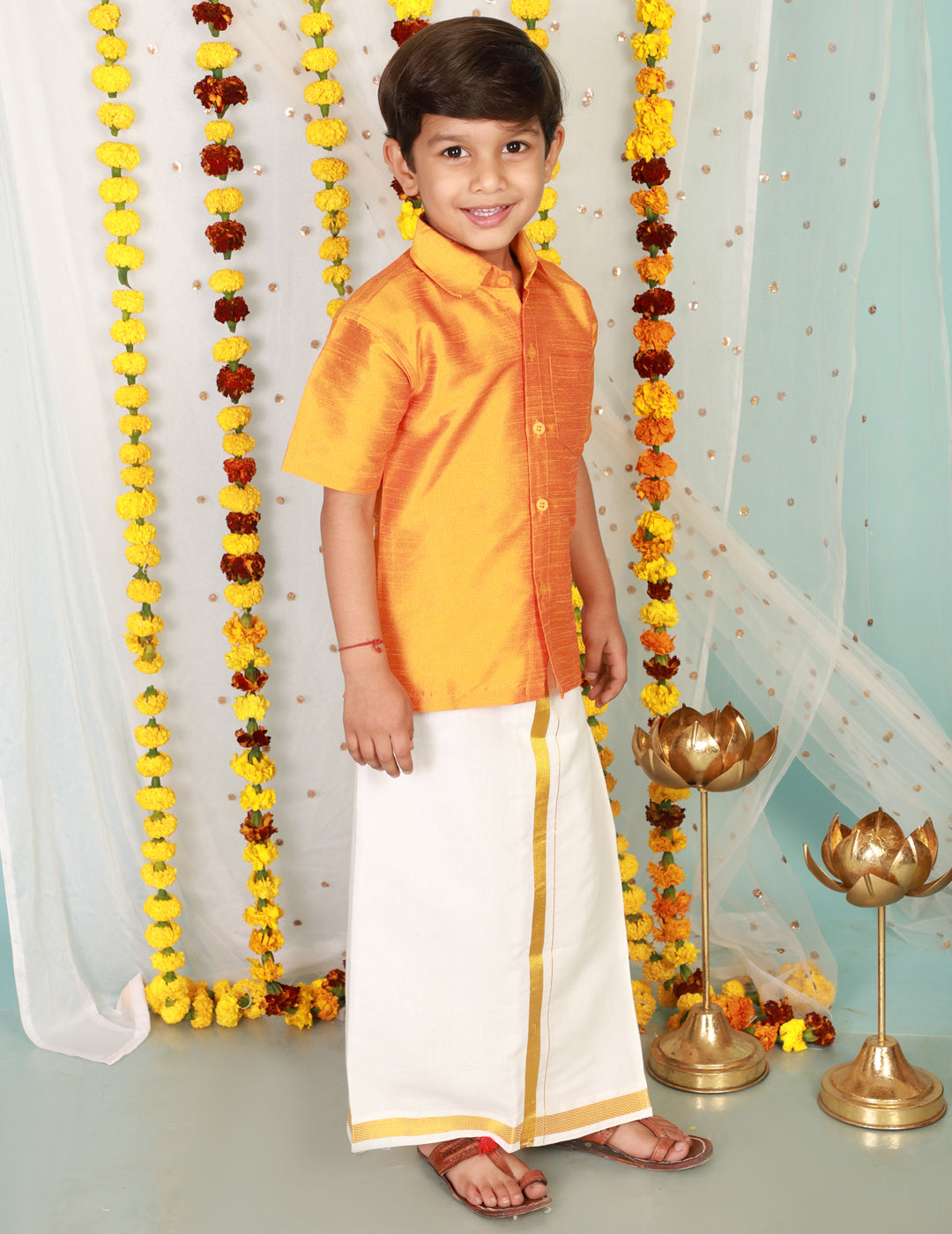 KID1 Boys Veshti Mundu Set Yellow