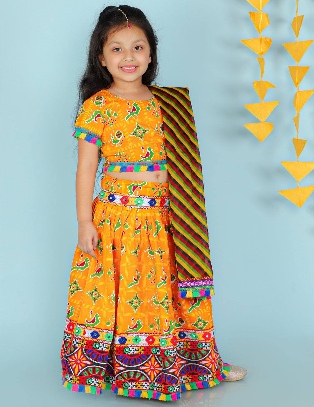 KID1 Pattola Print Lehenga Choli Yellow
