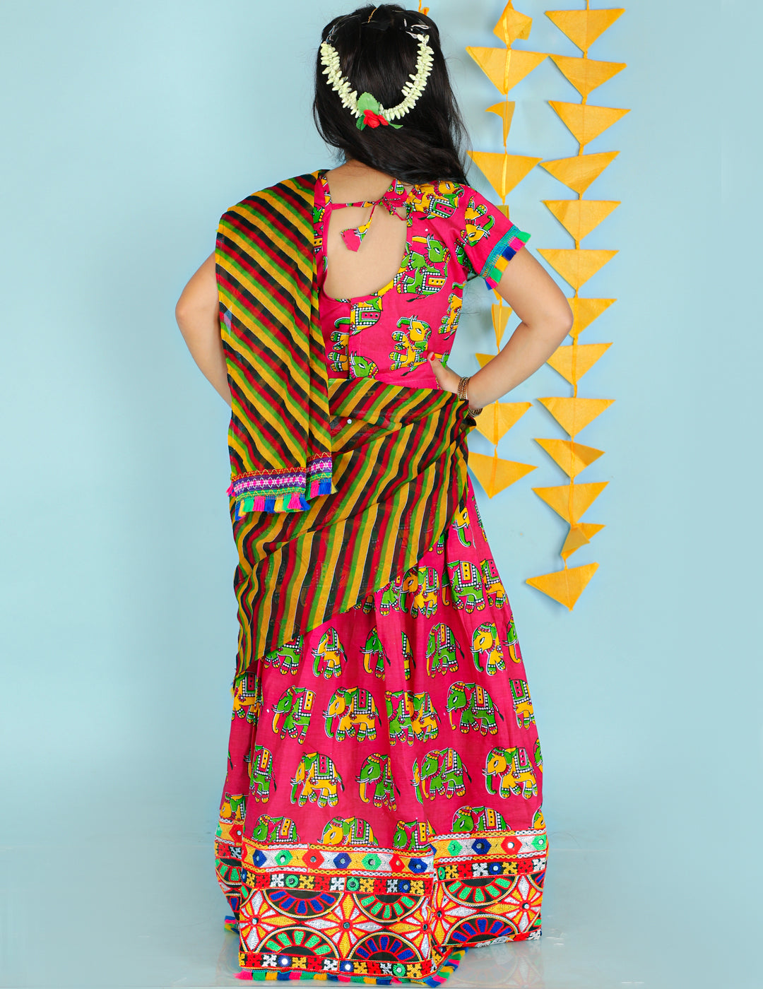 KID1 Ethnic Print Lehenga Choli Pink