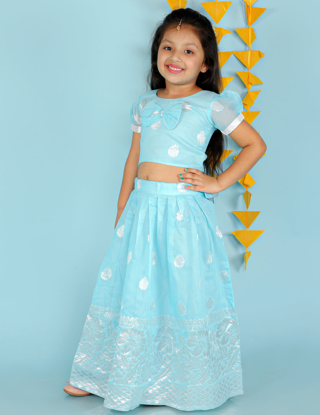 KID1 Chanderi Pavda Pattu Blue