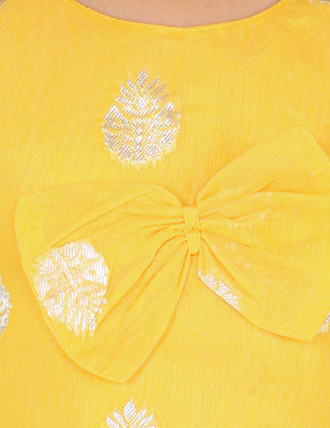 KID1 Chanderi Pavda Pattu Yellow