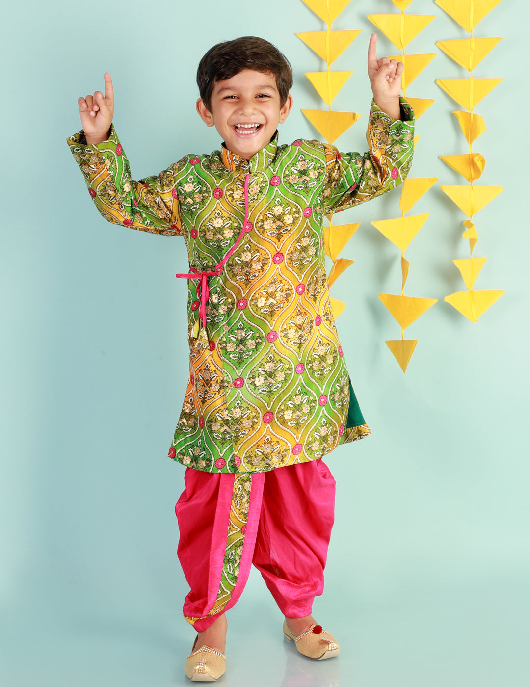 KID1 Festive Nitara Sherwani Dhoti Green