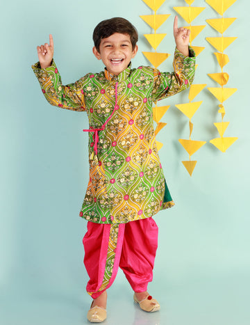 KID1 Festive Nitara Sherwani Dhoti Green