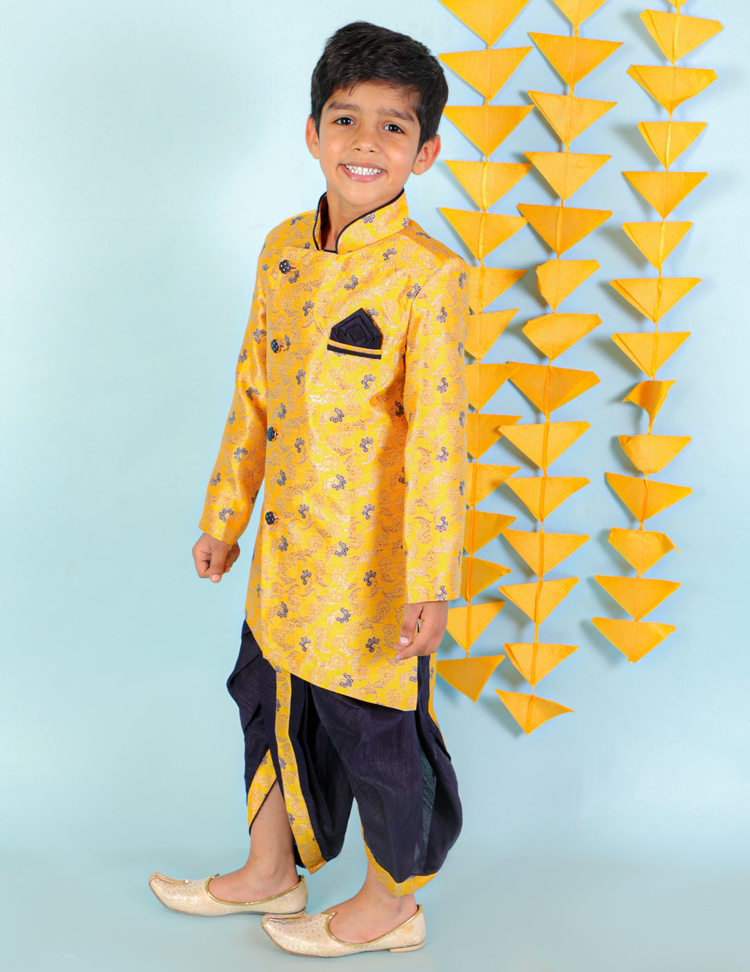 KID1 Festive Sherwani Dhoti Yellow