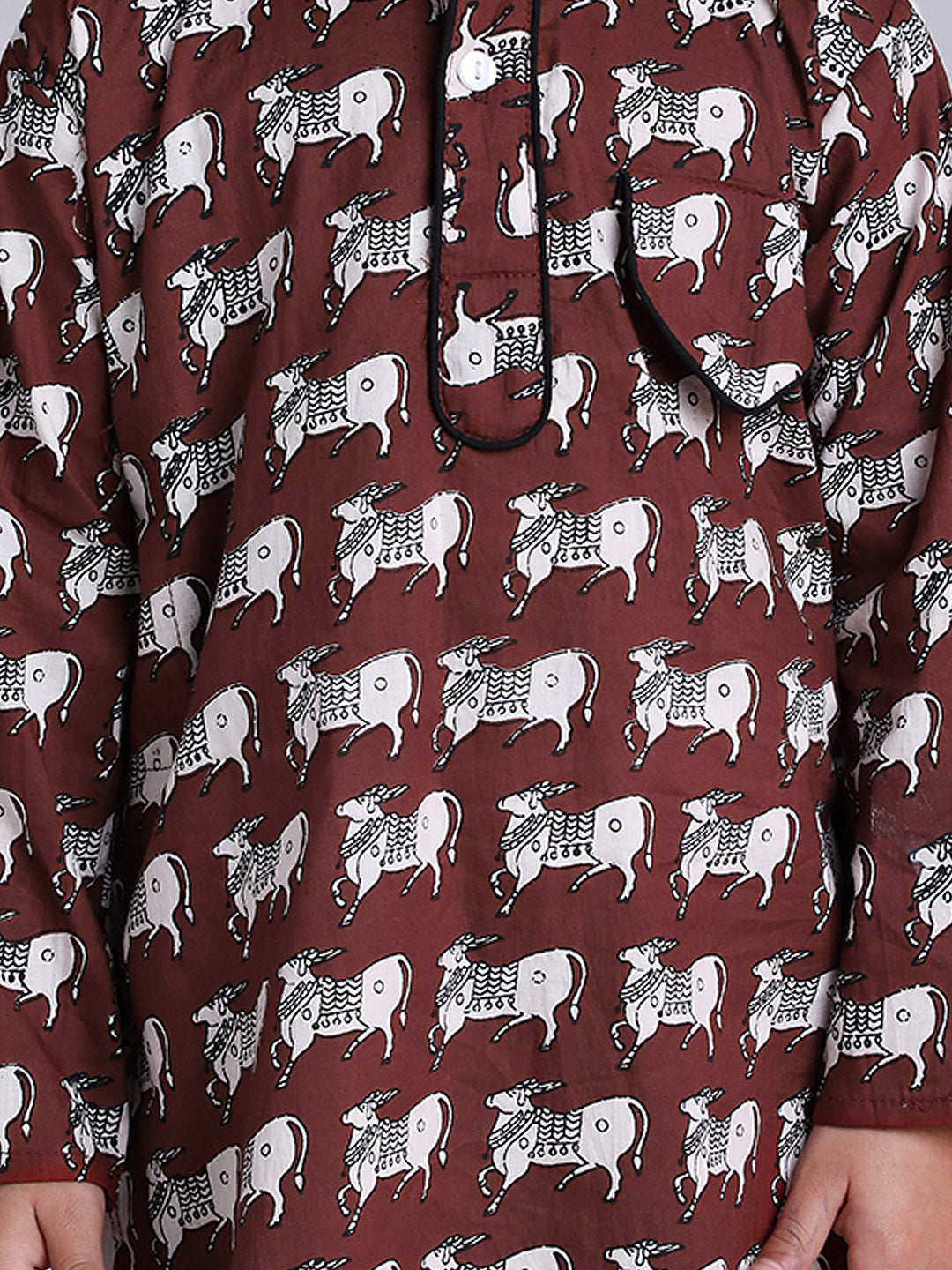 KID1 Animal Print Kurta Pajama Maroon