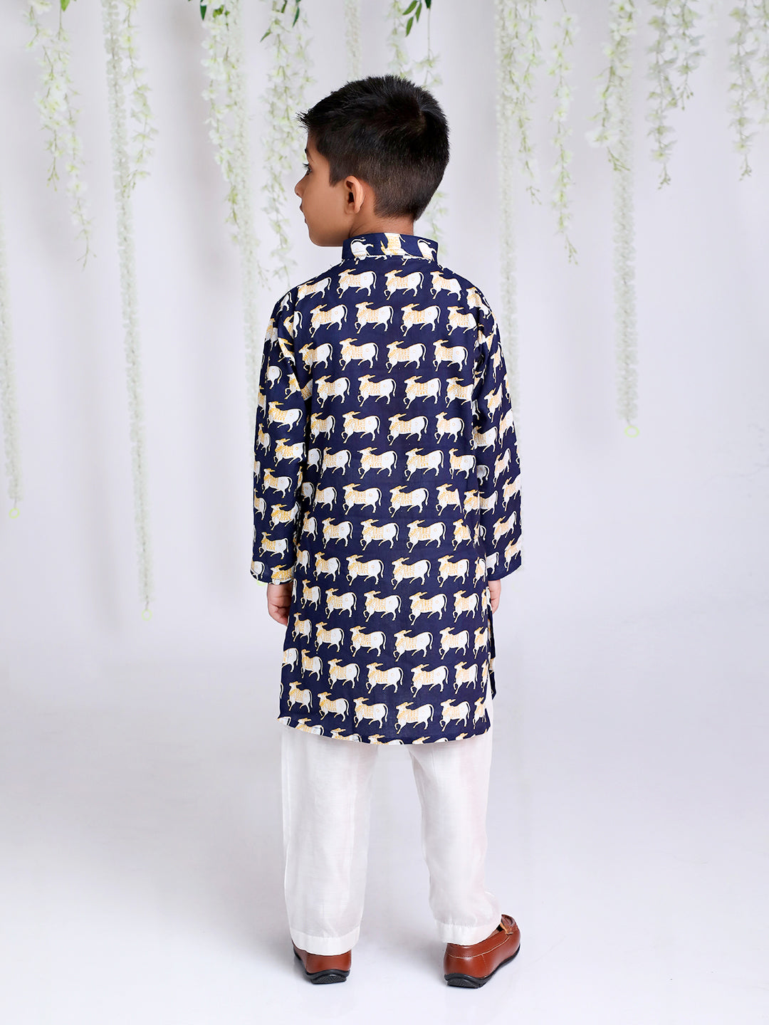 KID1 Animal Print Kurta Pajama Blue