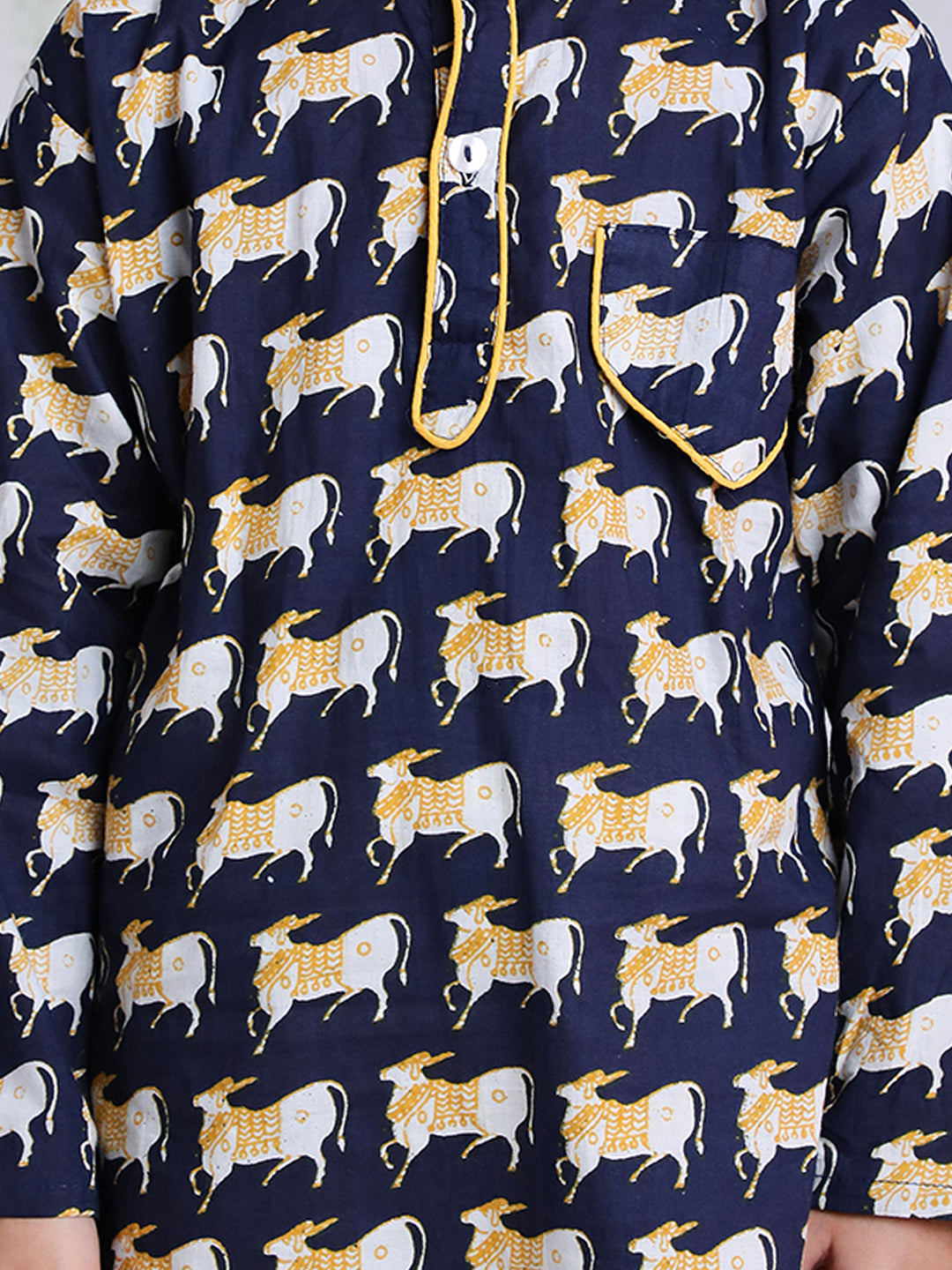 KID1 Animal Print Kurta Pajama Blue