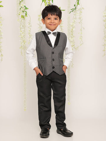 KID1 Party Wear suit with bow-tie Black