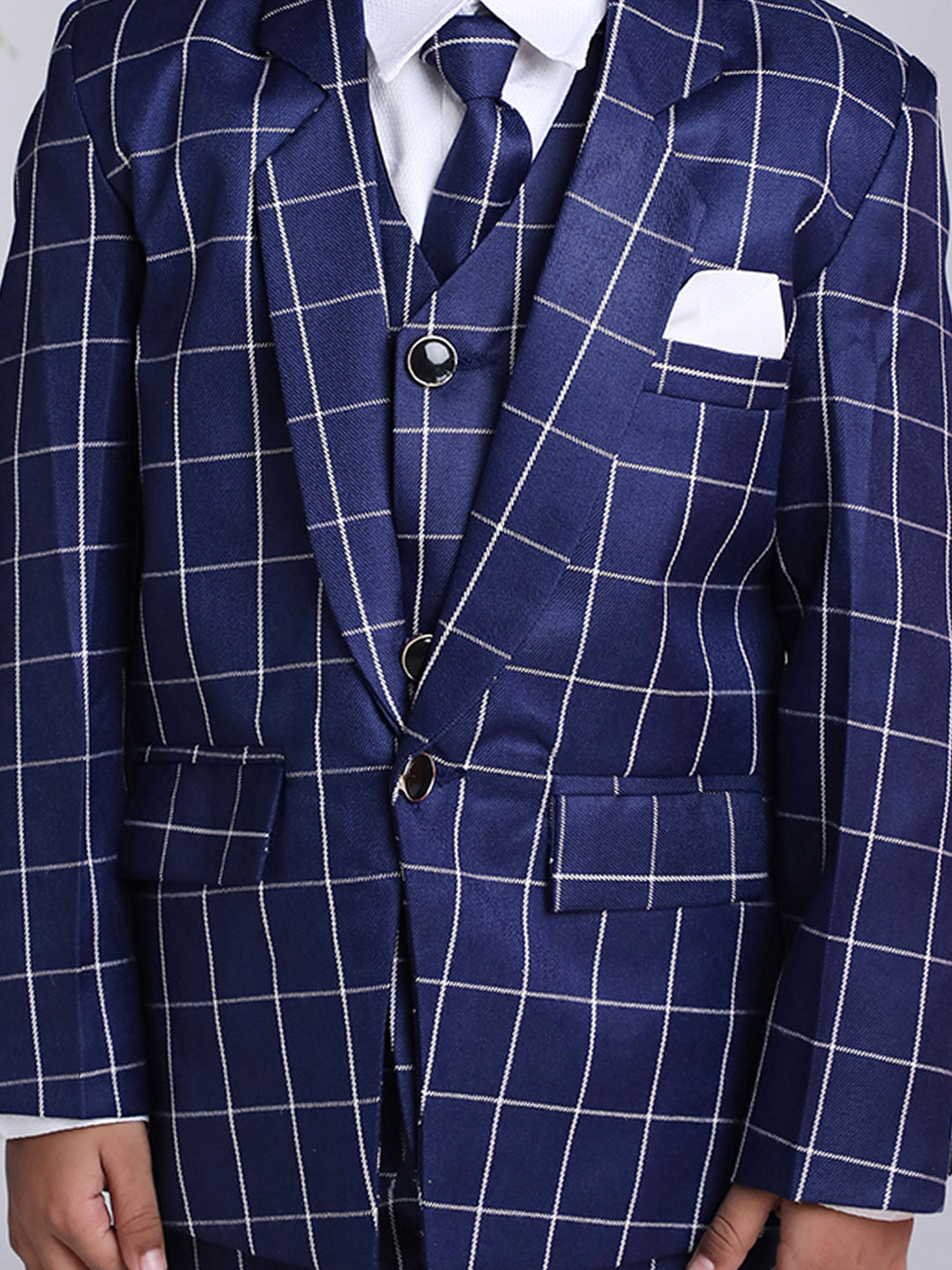 KID1 4Pcs Party Wear Suit With Tie Blue