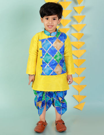 KID1 Festive Kurta With Printed Dhoti Yellow