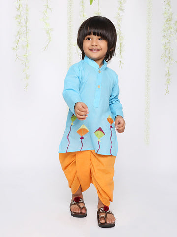 KID1 Patang Dhoti Set Blue