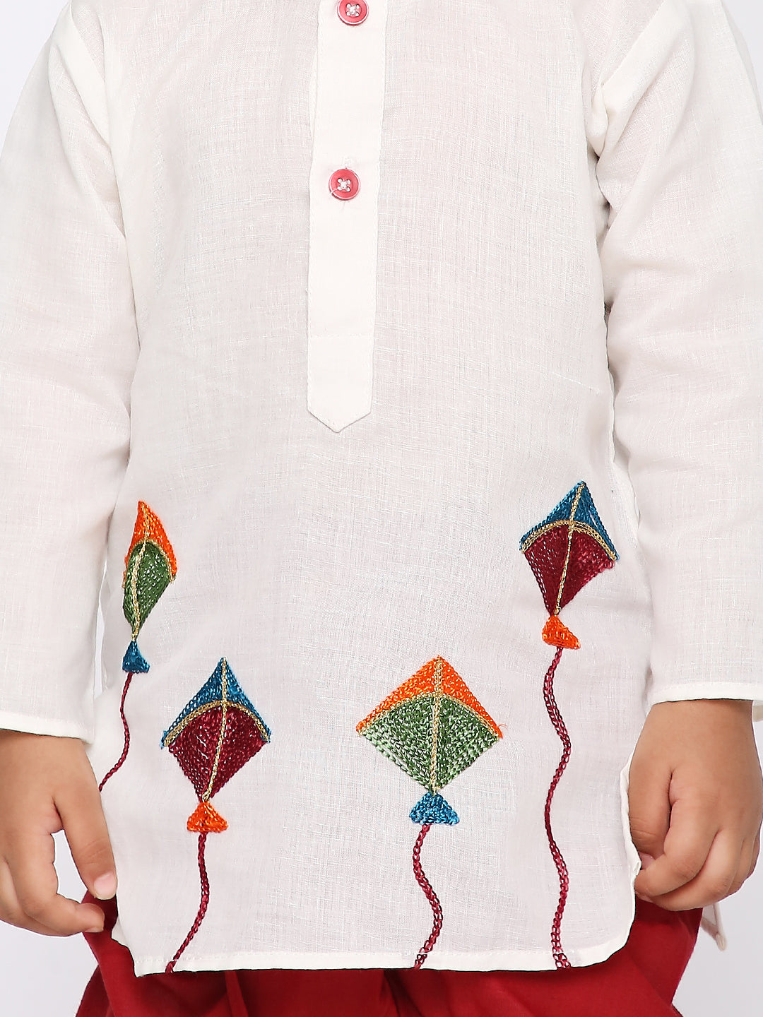 KID1 Patang Dhoti Set White