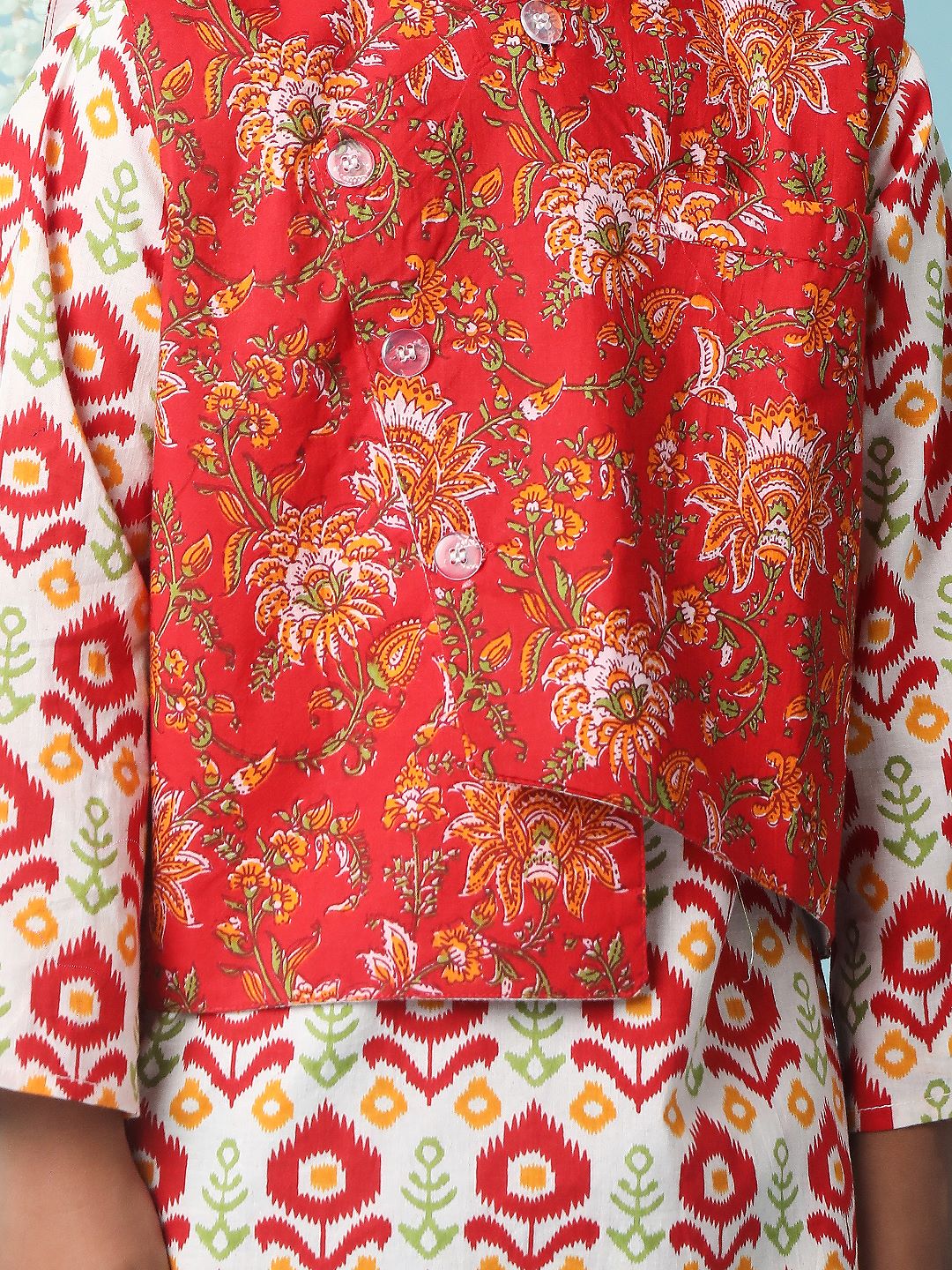 KID1 Kanak Jacket Kurti Dhoti Set Red