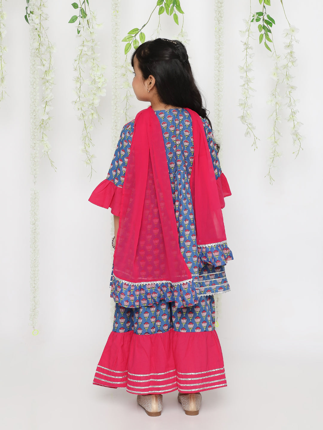 KID1 Lotus Bloom Sharara Set Blue