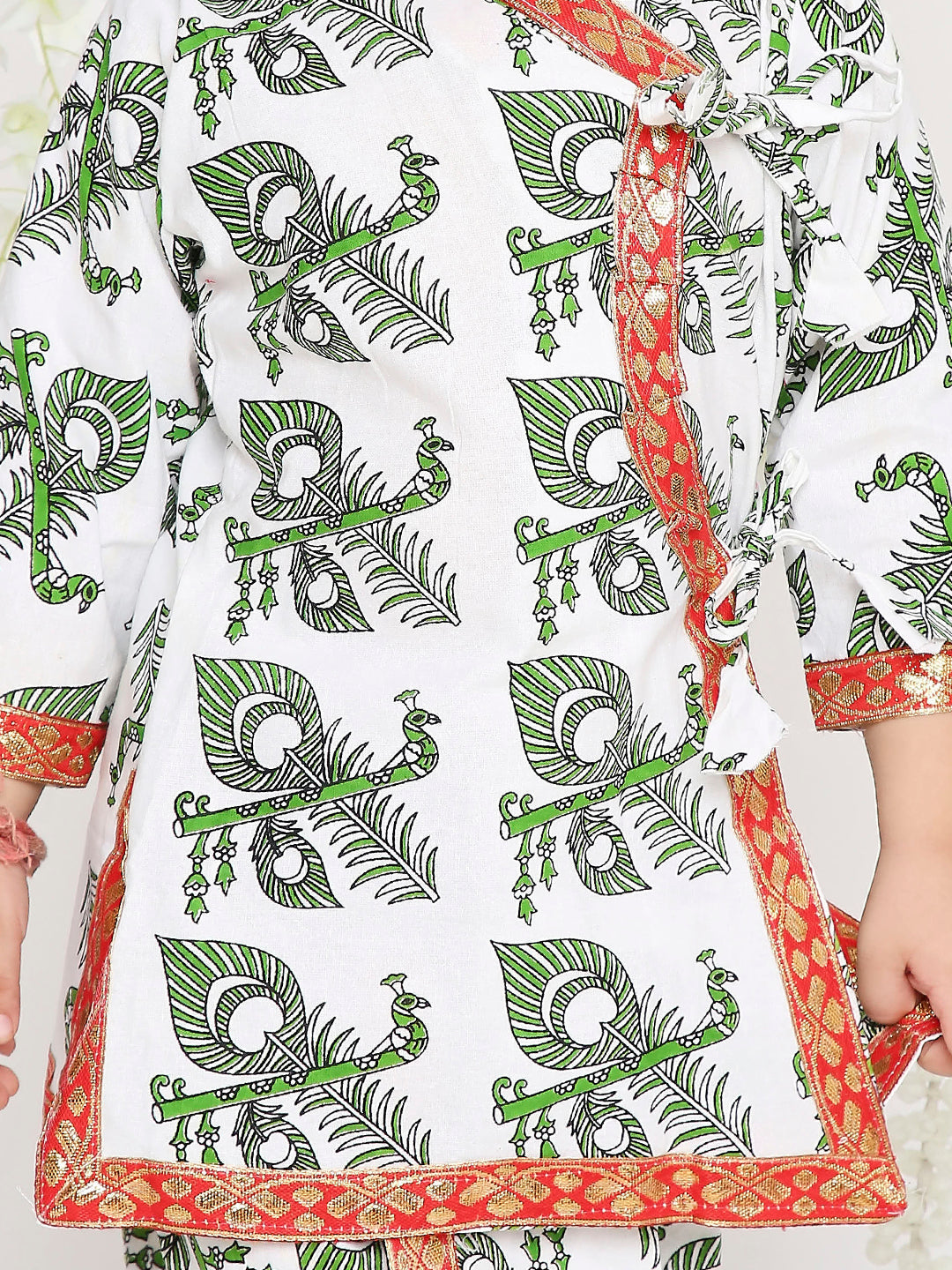 KID1 Printed Anghrakha Kurta Dhoti White