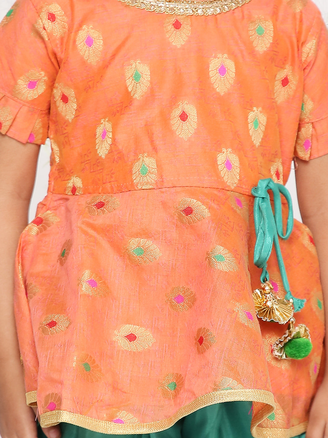 KID1 Girls Nitara Festive Peplum With Dhoti Peach