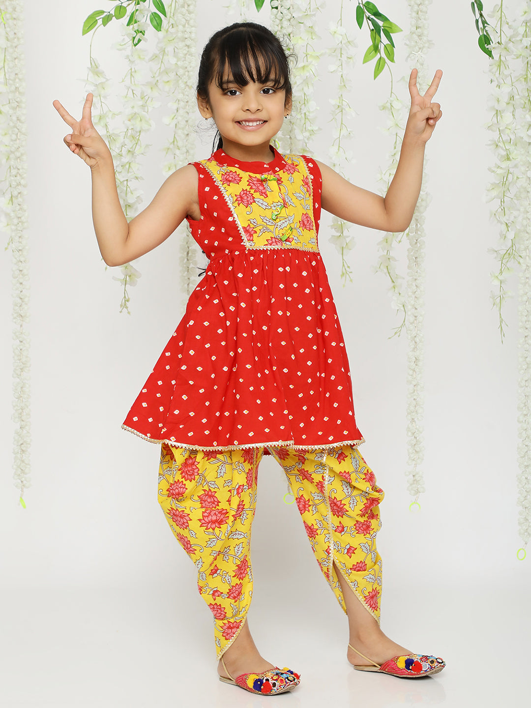 KID1 Girls Jhankar Kurta With Dhoti Set Red