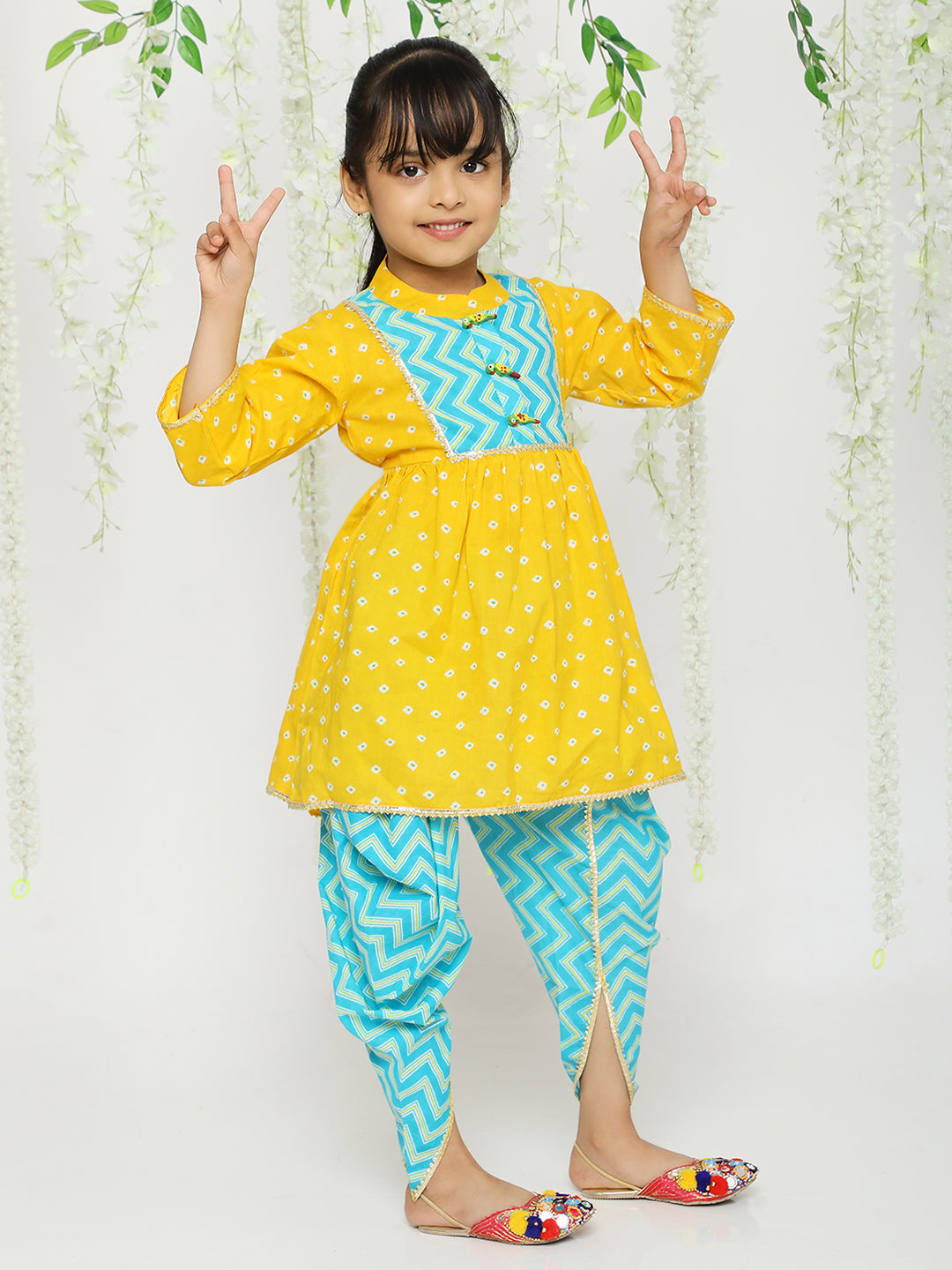 KID1 Girls Jhankar Kurta With Dhoti Set Yellow