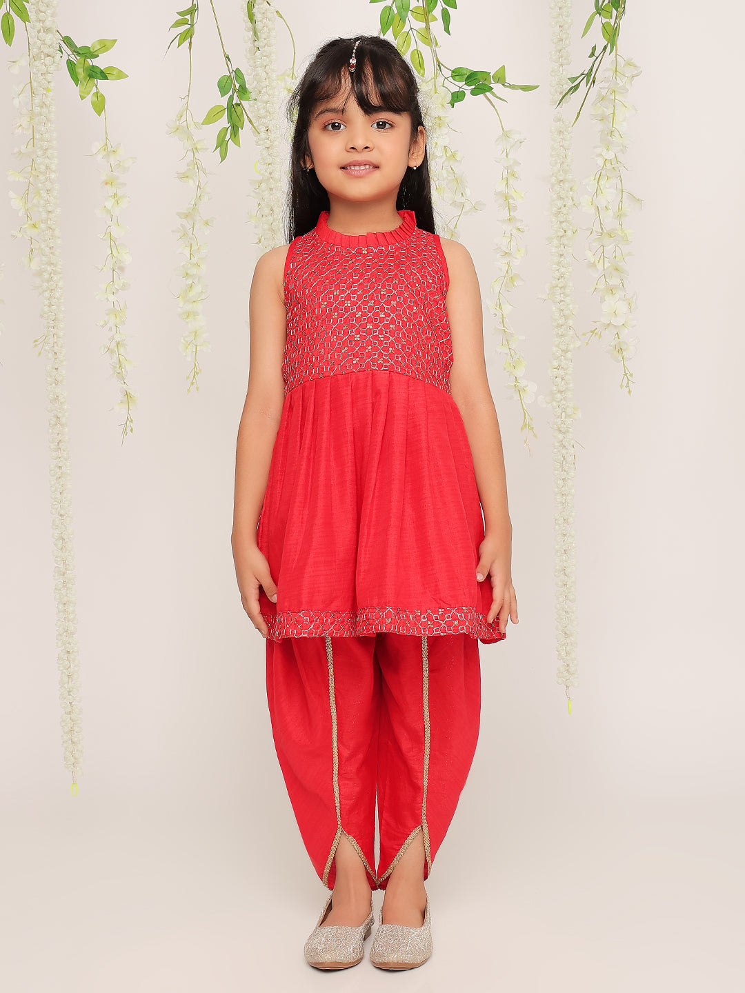 KID1 Anmol Nytara Peplum Dhoti Set Red