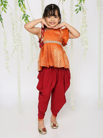 KID1 Eva Peplum Top with Dhoti Orange