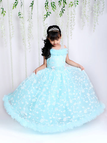 KID1 Elsa Blue Party Dress Blue