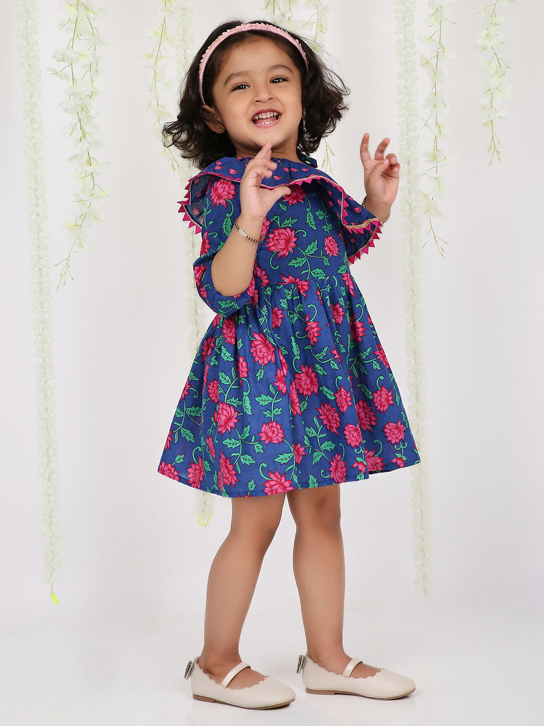 KID1 Lotus Frilly Summer Frock Blue