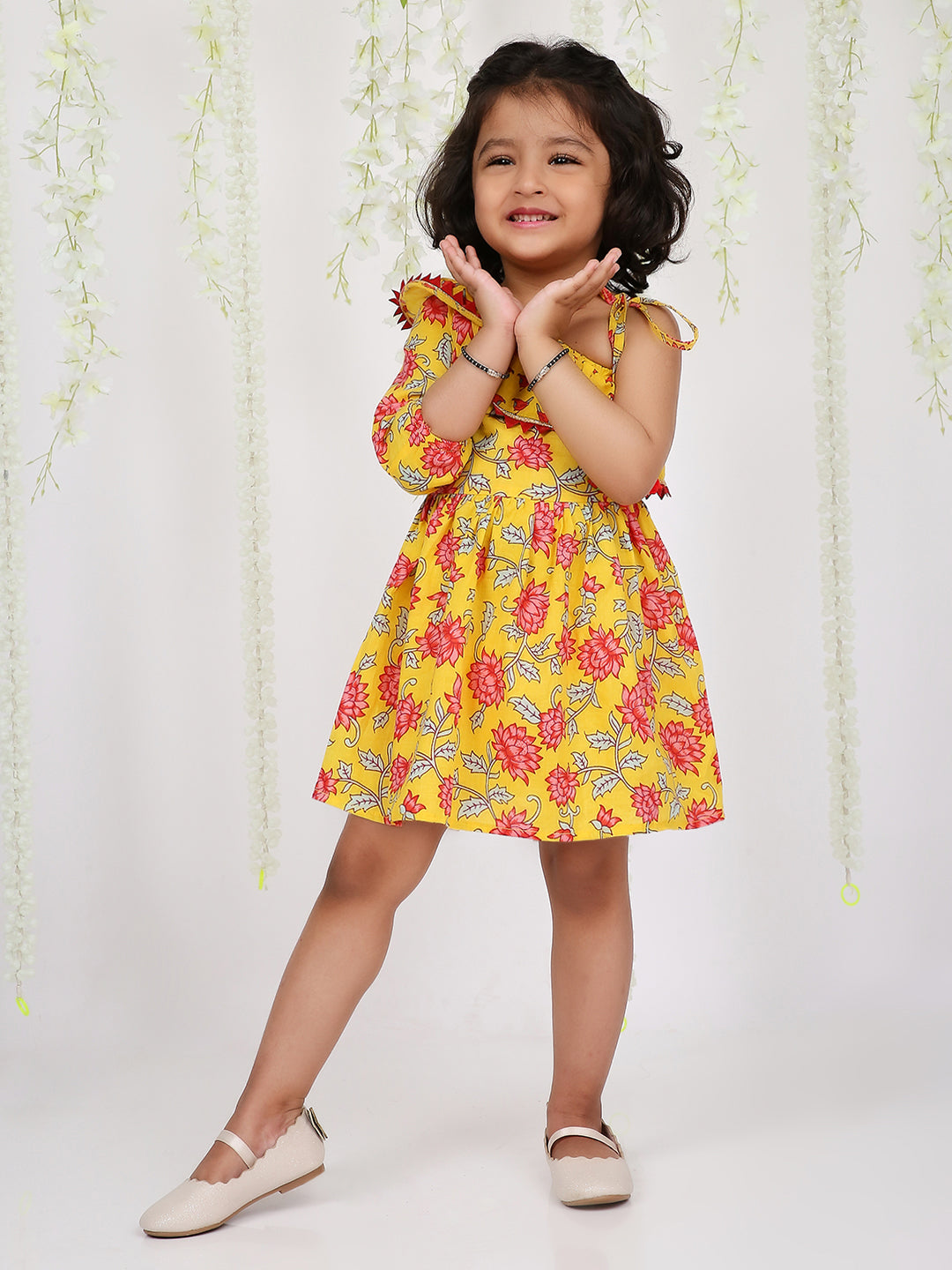 KID1 Lotus Frilly Summer Frock Yellow