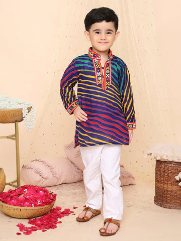 KID1 Lehariya Print Kurta Pyjama Blue