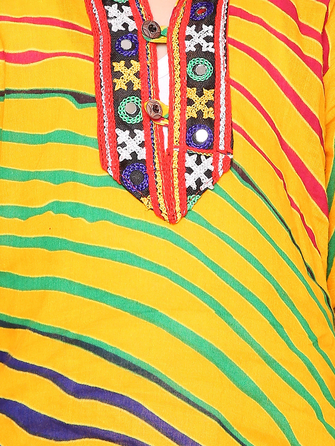 KID1 Lehariya Print Kurta Pyjama Yellow