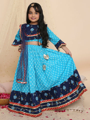KID1 Leela Pure Cotton Lehenga Choli Blue