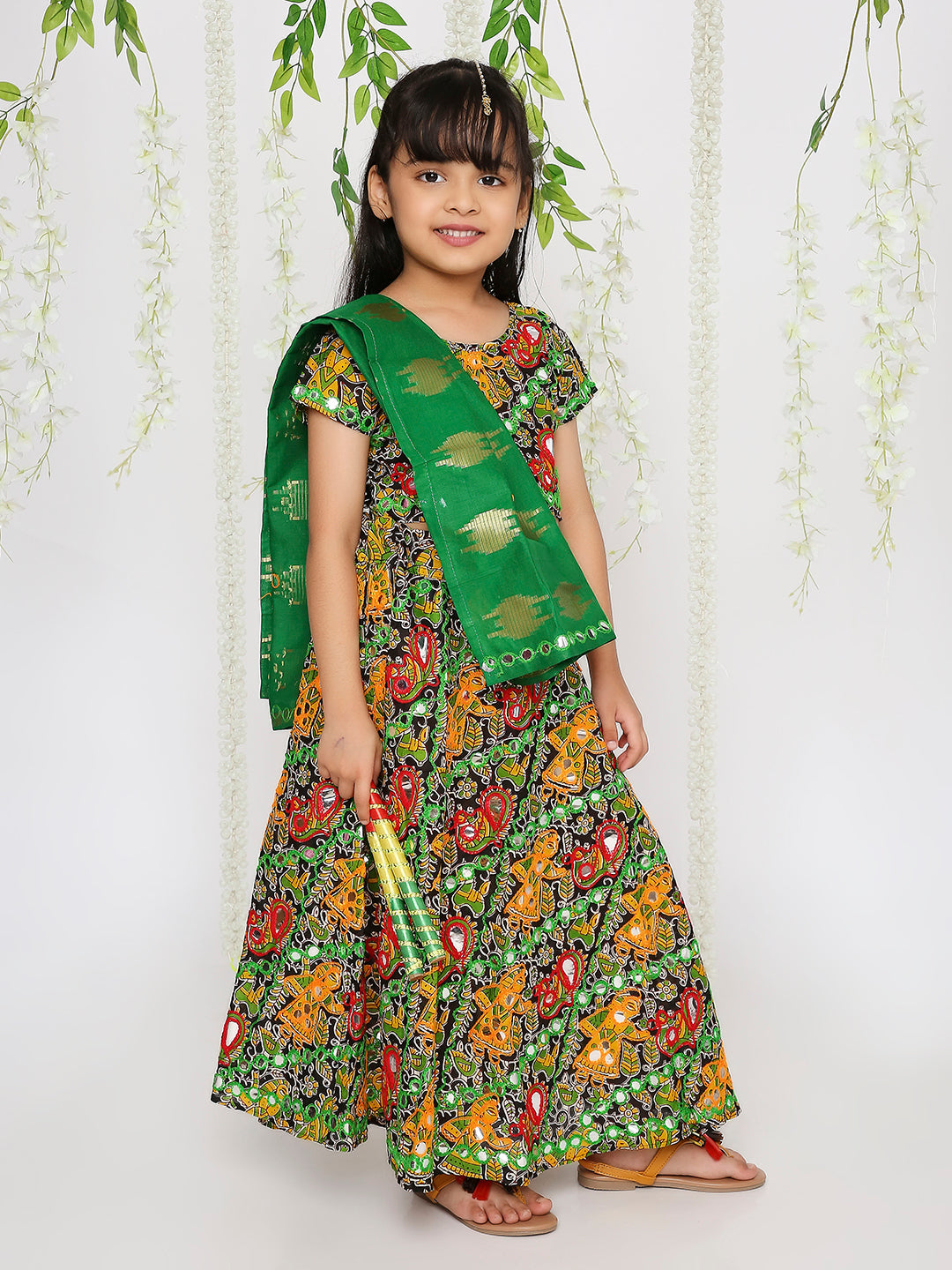 KID1 Mirror Work Navratri Lehenga Choli Black