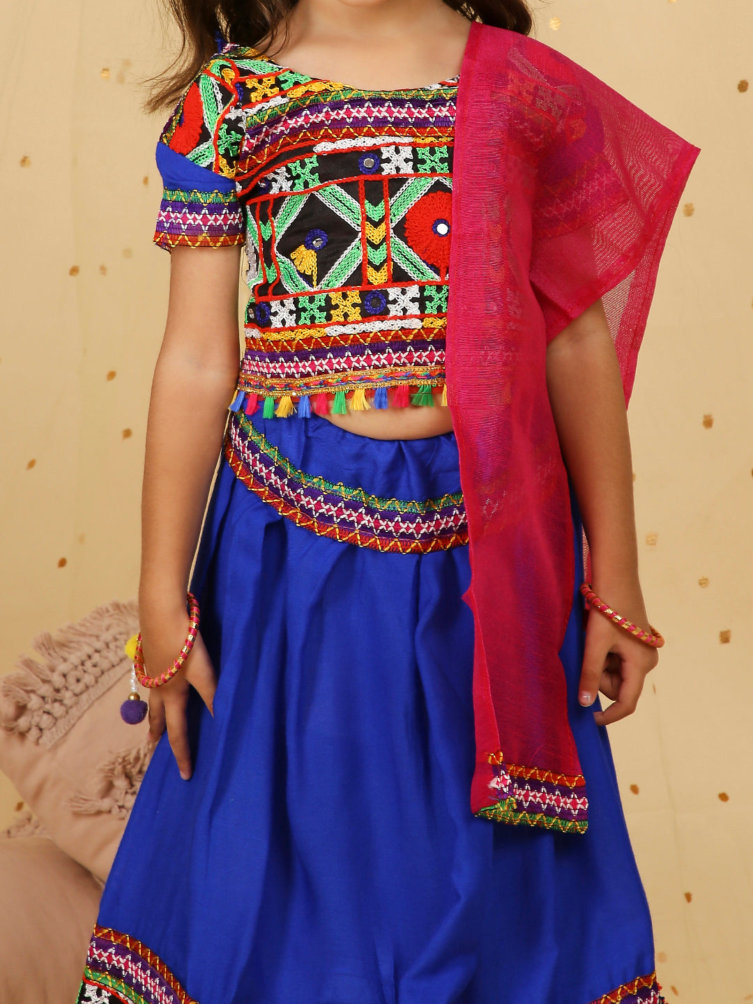 KID1 Embroidered Navratri Lehenga Choli Blue