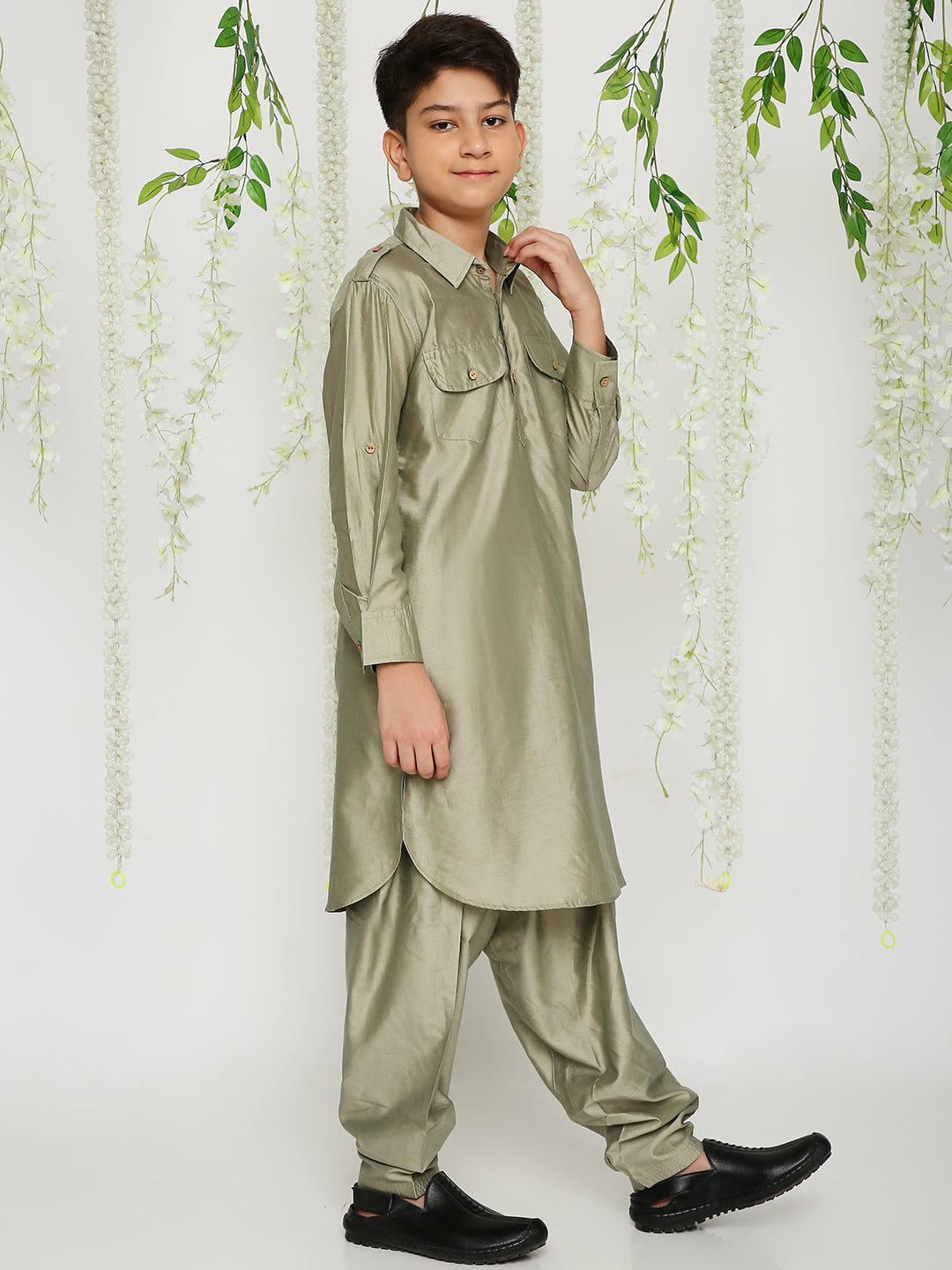 KID1 Pathani Kurta With Salwar Gray