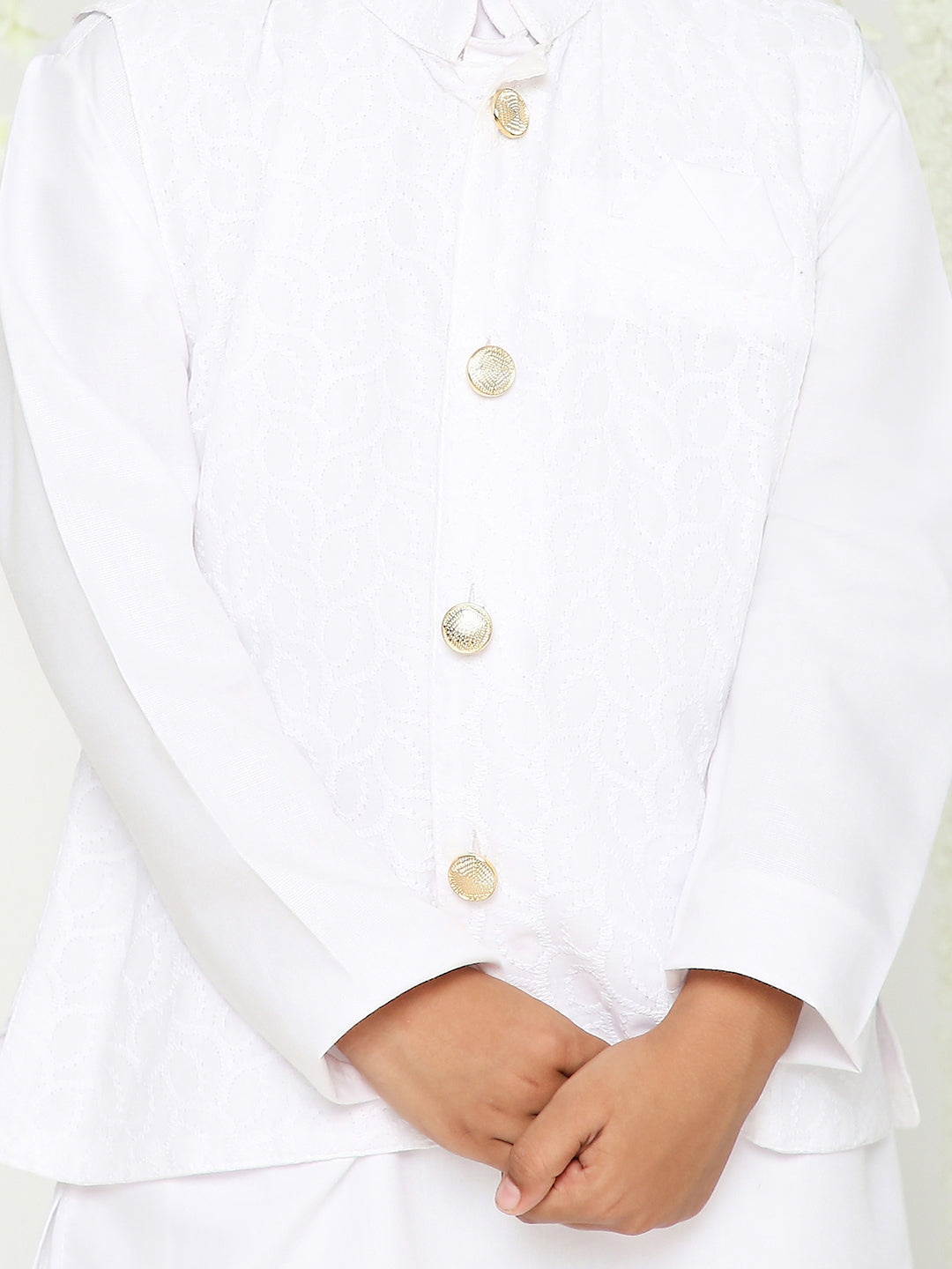 KID1 Kurta Pyjama With Embroidered Jacket White