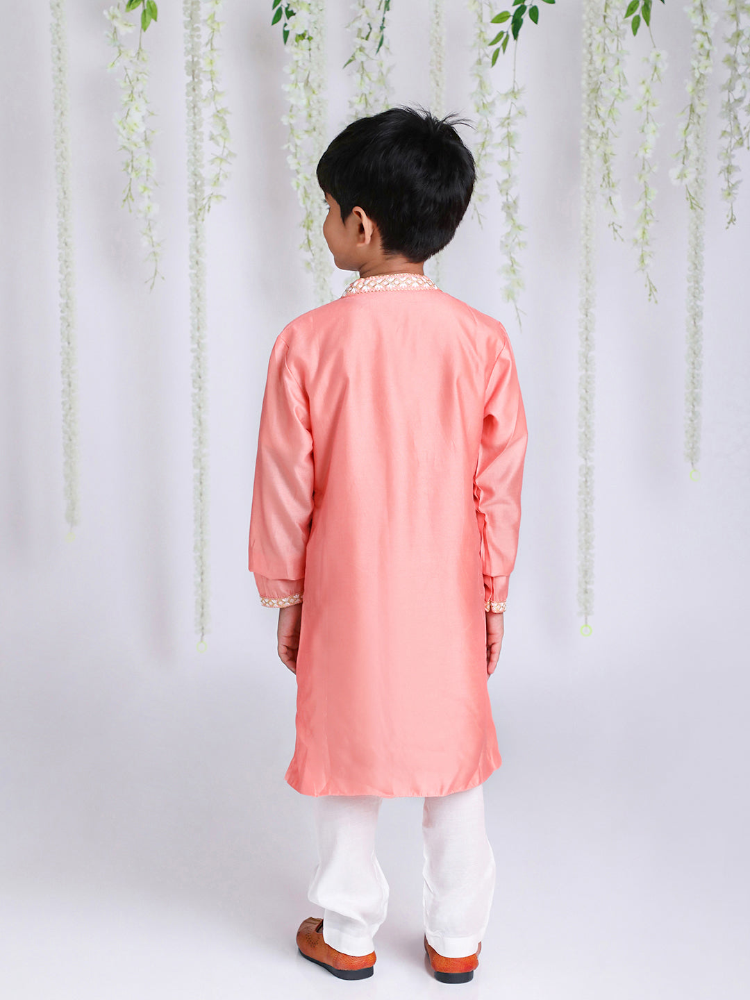 KID1 Embroidered Kurta Pyjama Set Peach