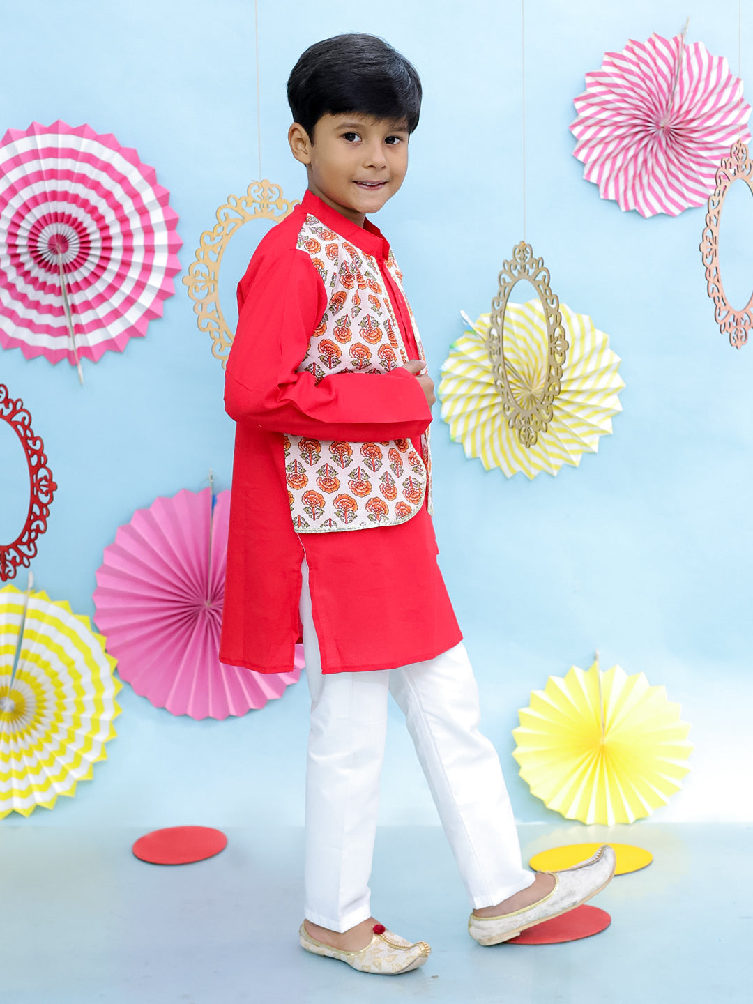 KID1 Baana Block Print Kurta Pyjama White