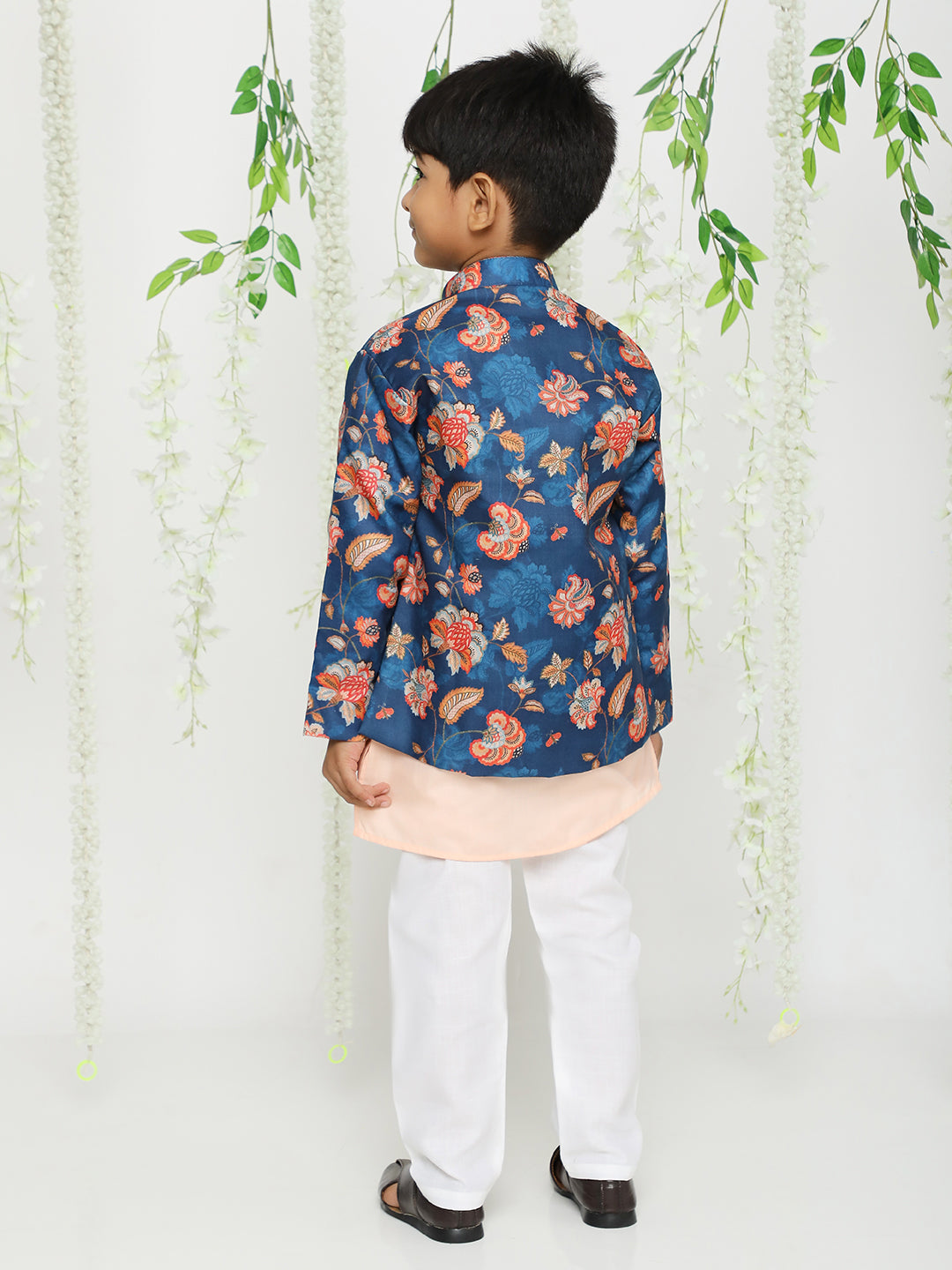 KID1 Floral Jacket Kurta Pyjama Set Blue