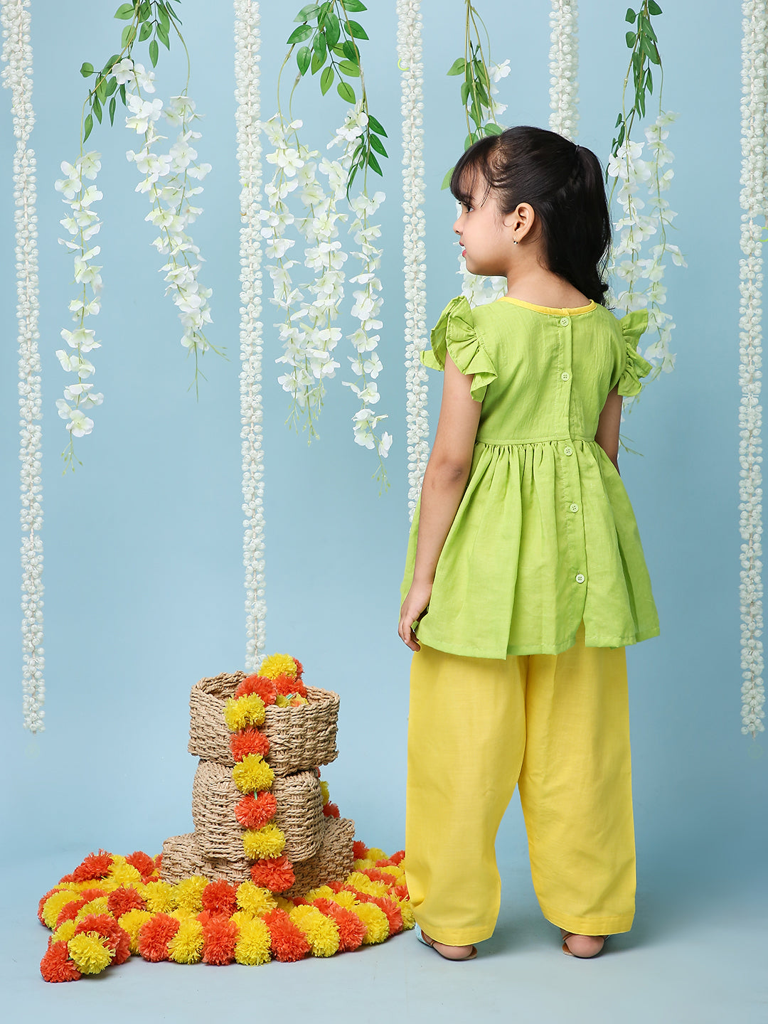 KID1 Patang Peplum Kurti Salwar Green