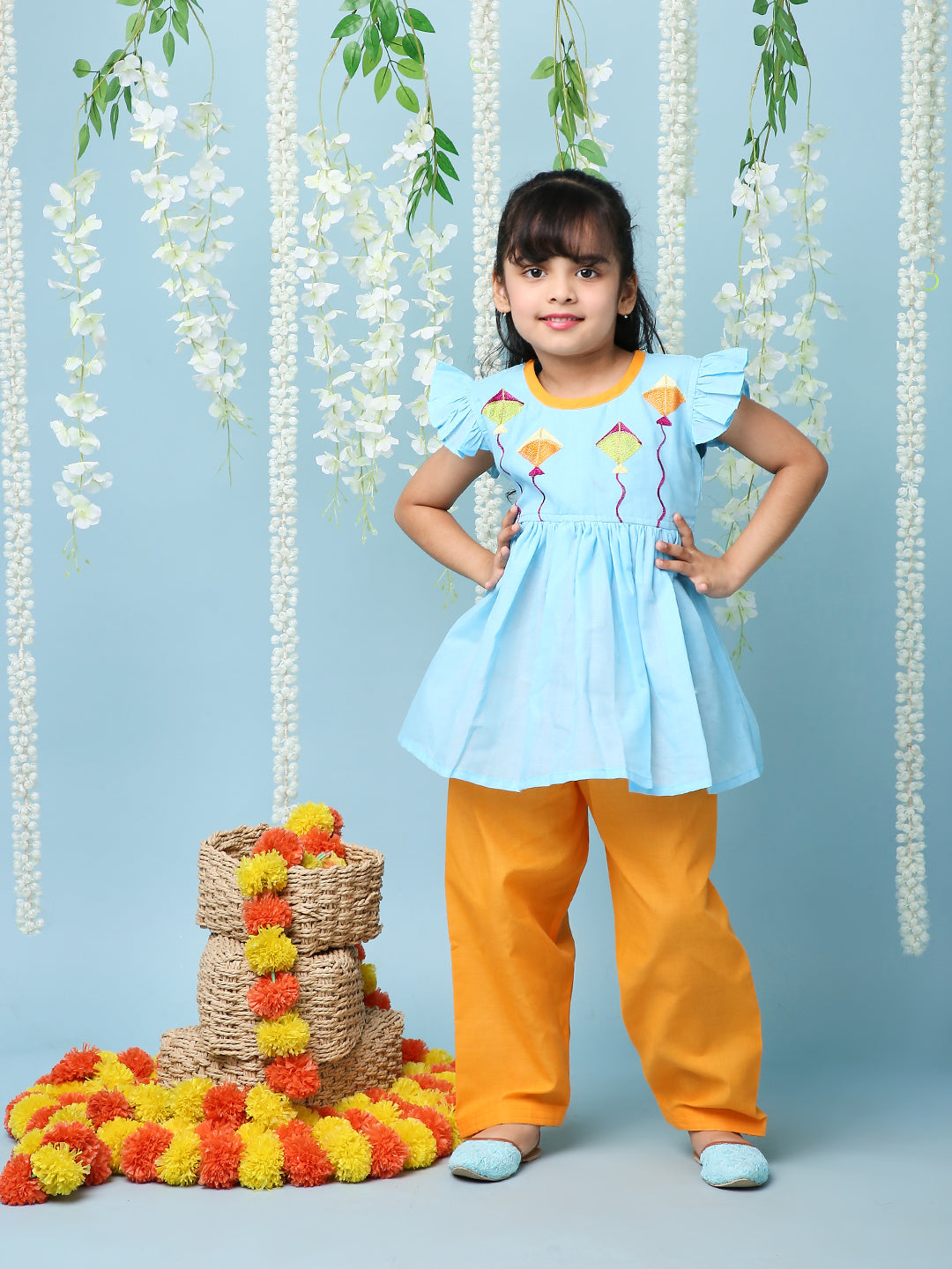 KID1 Patang Peplum Kurti Salwar Blue